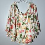 Flying Tomato White Floral Off the Shoulder Boho Loose Fitting Blouse Photo 1