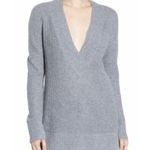 BP . Gray Knit Deep Plunging V-Neck Long Sleeve Sweater Women's Size XS Photo 4