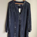 Anthropologie NEW Melody Velvet Tunic Dress Slate Blue Small Photo 2