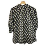 New York & Company Soho Jeans Navy Blue Parrot Print Long Sleeve Blouse L Size L Photo 1