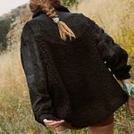 Free People FP Movement Seaside Crocheted Sherpa Fleece Jacket Black Size S Photo 1