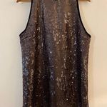 ZARA  Chocolate Brown Black Sequin Sparkle Velvet Trim Holiday Party Dress Mini L Photo 0