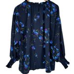 Sugar Lips Torun Floral Split Neck Blouse size 1X Navy/Purple NWT Long Sleeve Photo 9