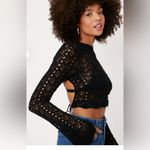 Nasty Gal  Crochet Open Back Tie Crop Top  Knit  Size 6 Photo 3
