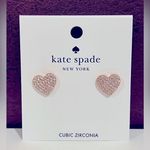 Kate Spade NWT  Yours Truly Pave Heart Stud Earrings | Rose Gold Photo 0