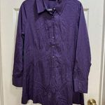 Soft Surroundings  Purple Pin-tuck Pleat Button Up Long Sleeve Top Size Medium Photo 0