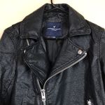 American Eagle Women’s Black Faux Leather Asymmetrical Zipper Motorcycle Jacket Photo 1