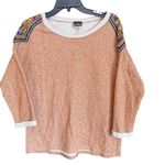 Daytrip  Tan Sweatshirt w/ Multicolor Beaded Embellished Shoulders Size Medium Photo 0