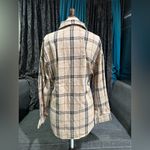 Women Plaid Tan & Black Collared Long Sleeve Buttondown Relaxed Fit Shirt Sz L Size L Photo 10