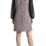 Julia Jordan Black Multicolor Tweed Bow Tie Pinafore Sleeves Mini Shirt Dress 8 Photo 1