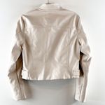 BLANK NYC  Faux Leather Long Sleeve Crop Asymmetric Full Zip Moto Jacket Cream M Photo 9