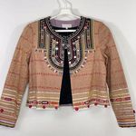 Souk Indigo Hand Embroidered Terracotta Open Front Jacket Size XL NWT Orange Photo 0