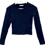 Abercrombie & Fitch Black Ribbed Knit Crewneck Long Sleeve Tee Shirt Top Size XS Photo 1