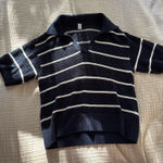 Old Navy Navy Striped Knit Collared Polo Photo 0