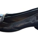 AGL Designer Pointed Toe Fringe Career Flats Navy Gold Leather Italian Size 6.5 Blue Photo 4