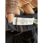 Ramy Brook  Women's Sheer Silk Belted Dress Navy Blue Drop Waist Tiered Sleeves Photo 5