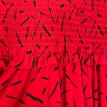 Vintage Ruched Dress Abstract Pattern‎ Ruffled Waist Long Sleeves 90s Mom Style Red Size 10 Photo 4