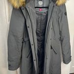 Vince Camuto Grey Full Zip Faux Fur Trim Hooded Winter Parka Coat Photo 4