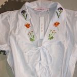 Lisa Says Gah New Alexa Shirtdress White Floral Embroidered Mini Dress White Tie Photo 3