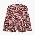 Madewell • NWT Drawstring Ruffle-Hem Top in Viola Floral Photo 2