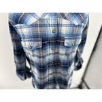 Jachs Girlfriend Bea Plaid Flannel Shirt Blue pearl snaps rollup cuff Women’s M Photo 8