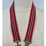 Vintage Snaffel Belt Red Blue Stripe Gold buckle Photo 4
