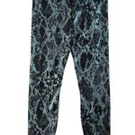 Carbon38 L Large Metallic Snake Print High Rise 7/8 Leggings Black Teal Animal Photo 0