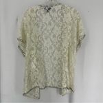 Investments  Short Sleeve Lace Cardigan Blouse Womens Large Cream Photo 3