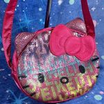 Sanrio Hello Kitty 2012 Pink Sequin Satin Face Bag Purse Photo 16