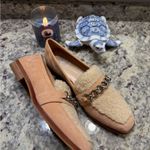 Vince Camuto  Tan Sherpa Silver Chain Buckle Loafer Shoes Photo 1