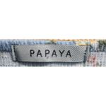 Papaya Floral Crop Top Ribbed V-Neck Short Sleeve Casual Blue Size S Photo 2