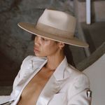 Lack of Color Mirage Fedora Hat Ivory Wool Suede Trim 56CM Photo 1