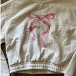 Social Scene Coquette Bow Crewneck Size Medium Cream Pink Photo 3