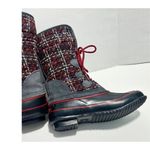 Khombu  Elysse Rubber Upper Water Resistant Boots Plaid Lace Up Black‎ Red 8 Photo 7