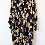 City Chic Yellow Black Floral Midi Cold Shoulder Midi Dress Photo 8