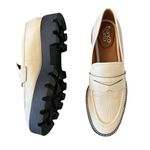 Franco Sarto Bazel Balin Lug Sole Penny Loafer Cream Crinkle Patent Size 9.5 Photo 1