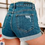 VICI AROUND TOWN HIGH RISE BUTTON-FLY ROLLED HEM SHORTS (DARK) Photo 2