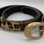 Vintage Elite Womens M Belt Cowhide Leather Animal‎ Print Gold USA Western Brown Photo 0
