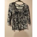 Sami & Jo  Flocked Blouse 3/4 Sleeve Black And White Corset Look Size Small Photo 1