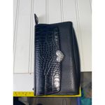 Brighton Black Leather Wallet Embossed Heart Details Croc Flap Convertible Photo 11
