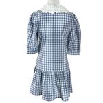 Vicky & Lucas Gingham Peter Pan Collar Doll Core Tiered Ruffle Mini Dress Small Blue Photo 3
