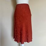 Alexa Chung Floral Jacquard Silk Satin Midi Orange Skirt Sz 6 Minimalist Photo 1