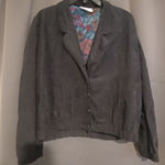 Jessica Scott Black Floral Blazer Large, Vintage Shoulder Pads Jacket, Women's Photo 0