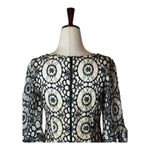 Taylor Black And Ivory Crochet Lace Long Bell Sleeve Fit And Flare Dress Size 4 Photo 3