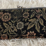 Vintage Baronet Floral Tapestry Clutch Kiss Lock Wallet‎ Black Photo 0