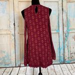 Xhilaration Burgundy Printed Peasant Tunic Top Cold Shoulder M Photo 3