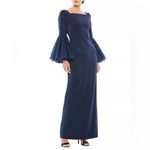 Mac Duggal  11233 Womens Navy Flounce Sleeve Square Neck Column Gown Photo 2