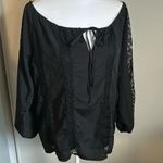 Hot in Hollywood Bohemian Peasant Blouse with All Over Lace Insets Black Size XS Photo 10