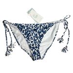 NWT Calme By Johnny Was Blue‎ Tiger String Bikini Swim Bottom Leopard Large Blue Photo 2