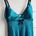 Ambrielle Size Large Emerald Green Satin Pleated Chemise Lingerie‎ Nightie Photo 0